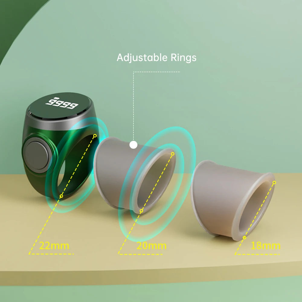 Compteur de dhikr digital – Rechargeable USB-C avec bague réglable